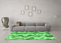 Machine Washable Abstract Emerald Green Modern Rug, wshabs894emgrn