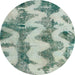 Round Machine Washable Abstract -Sea Green Rug, wshabs894