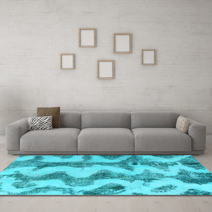 Machine Washable Abstract Light Blue Modern Rug in a Living Room, wshabs894lblu