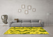 Machine Washable Abstract Yellow Modern Rug in a Living Room, wshabs894yw