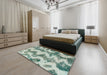 Machine Washable Abstract -Sea Green Rug in a Bedroom, wshabs894