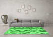 Machine Washable Abstract Green Modern Area Rugs in a Living Room,, wshabs894grn