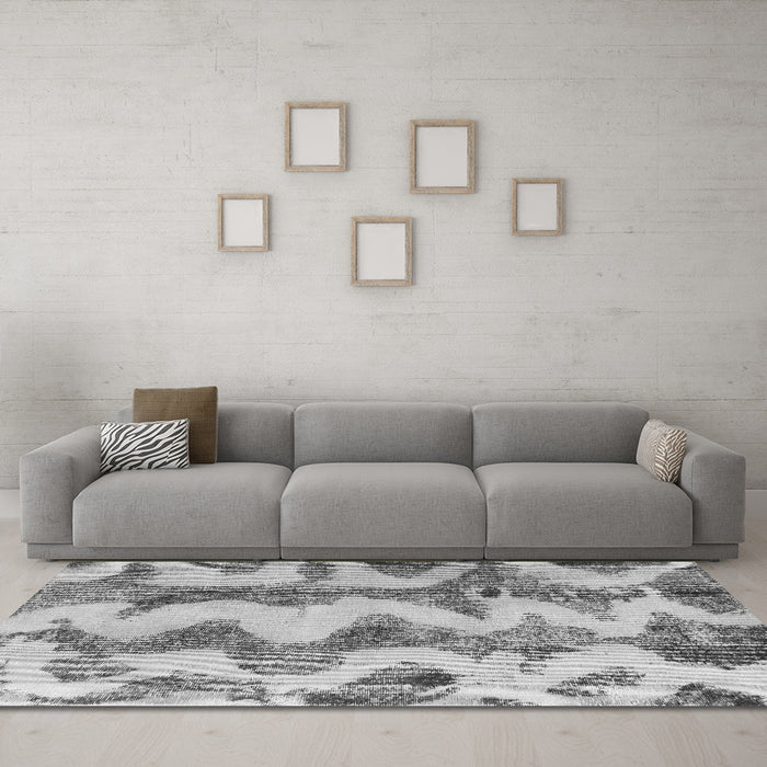 Machine Washable Abstract Gray Modern Rug in a Living Room,, wshabs894gry