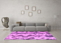 Machine Washable Abstract Pink Modern Rug, wshabs894pnk