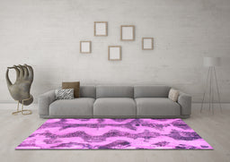 Machine Washable Abstract Pink Modern Rug in a Living Room, wshabs894pnk