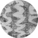 Round Machine Washable Abstract Gray Modern Rug, wshabs894gry