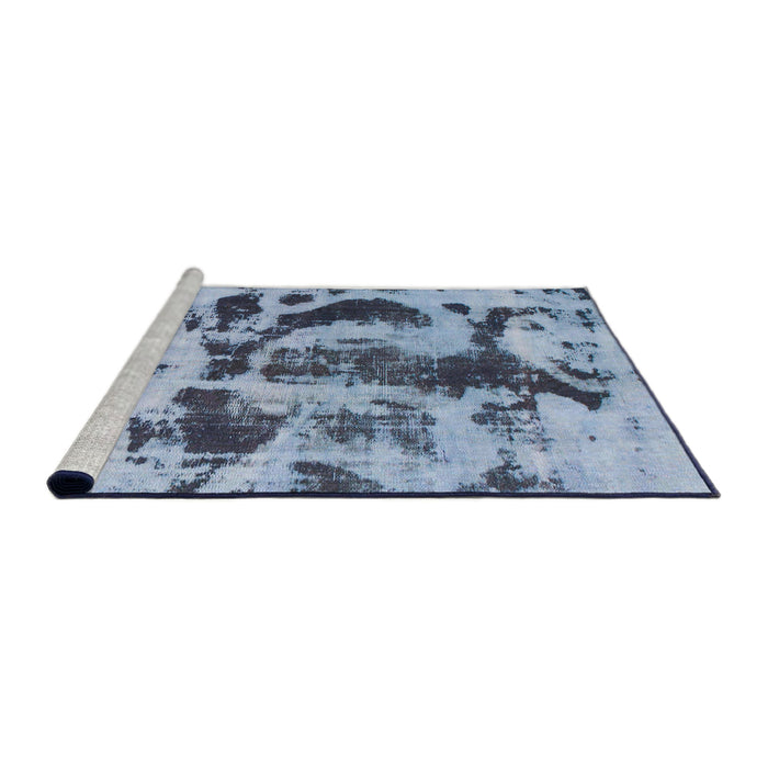 Sideview of Machine Washable Abstract Azure Blue Rug, wshabs895
