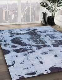 Abstract Azure Blue Modern Rug, abs895