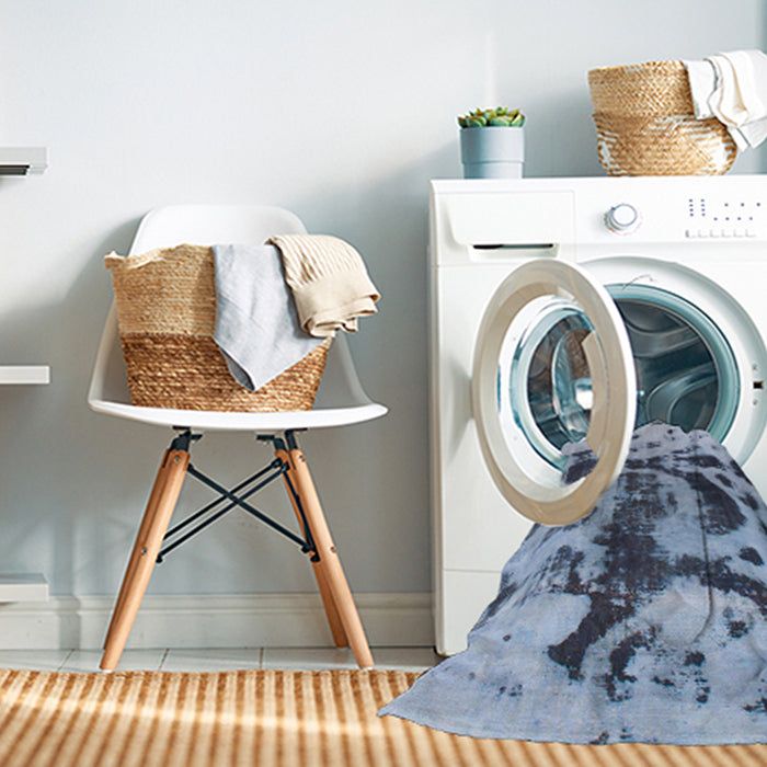 Machine Washable Abstract Azure Blue Rug in a Washing Machine, wshabs895