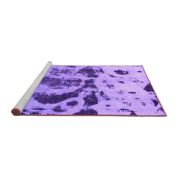 Sideview of Machine Washable Abstract Purple Modern Area Rugs, wshabs895pur