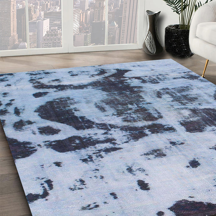 Machine Washable Abstract Azure Blue Rug in a Family Room, wshabs895