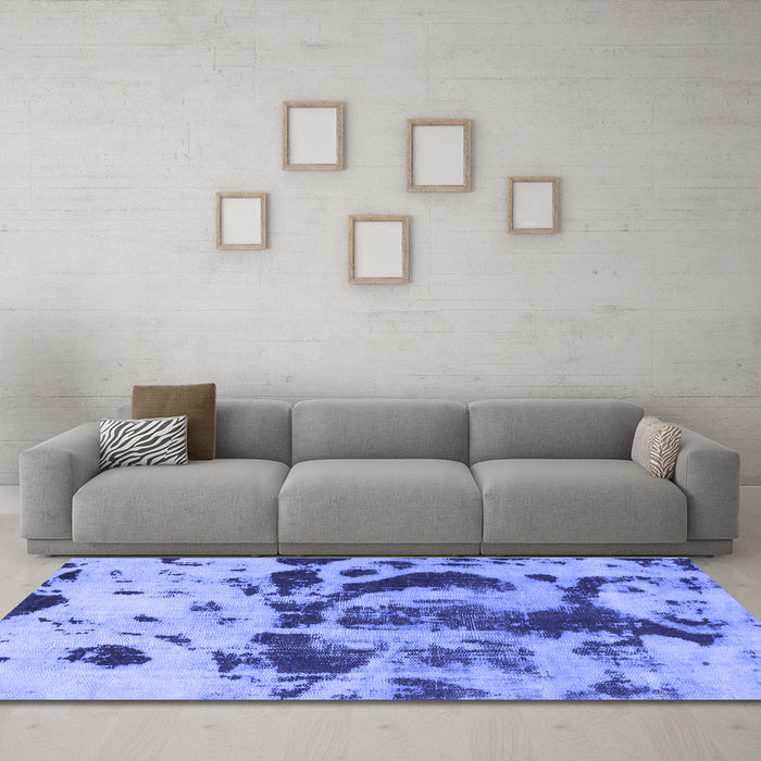 Machine Washable Abstract Blue Modern Rug in a Living Room, wshabs895blu
