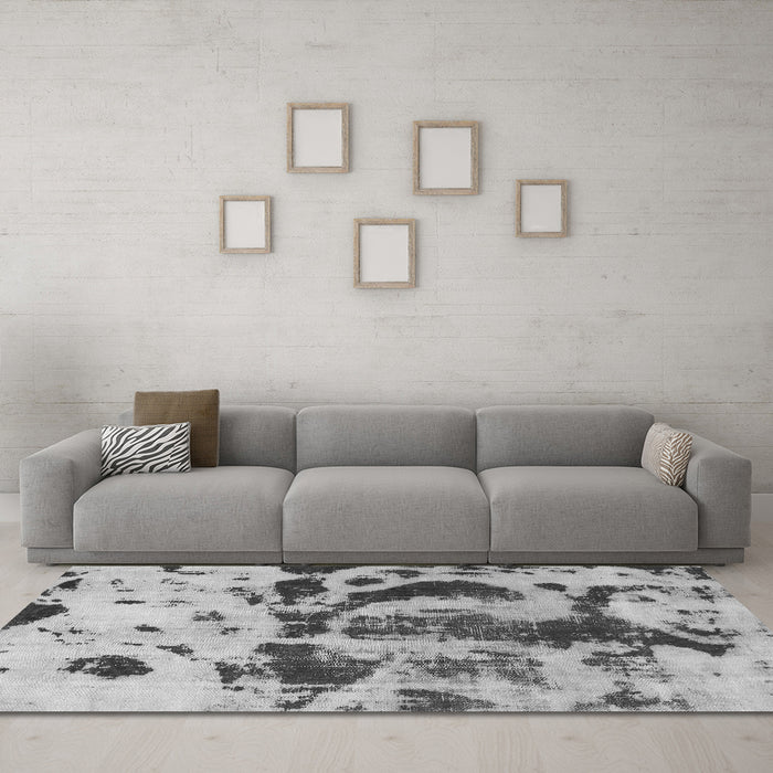 Machine Washable Abstract Gray Modern Rug in a Living Room,, wshabs895gry