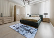 Abstract Azure Blue Modern Rug in a Bedroom, abs895