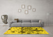 Machine Washable Abstract Yellow Modern Rug in a Living Room, wshabs895yw