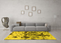 Machine Washable Abstract Yellow Modern Rug, wshabs895yw