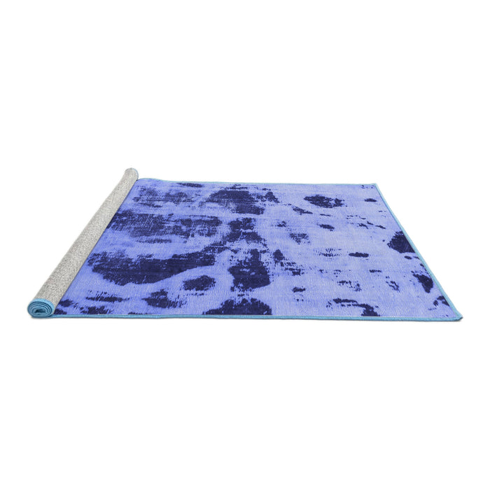 Sideview of Machine Washable Abstract Blue Modern Rug, wshabs895blu