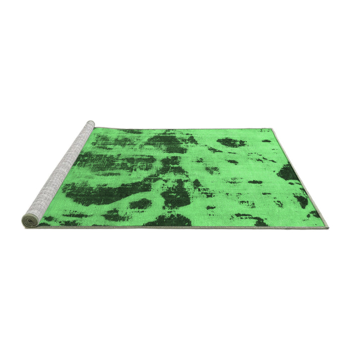 Sideview of Machine Washable Abstract Emerald Green Modern Area Rugs, wshabs895emgrn