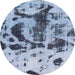 Round Machine Washable Abstract Azure Blue Rug, wshabs895