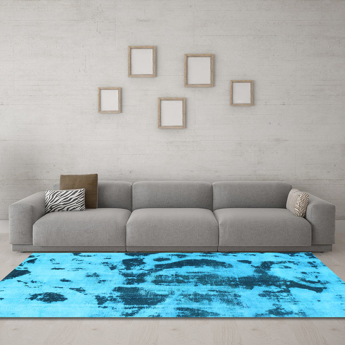 Machine Washable Abstract Light Blue Modern Rug in a Living Room, wshabs895lblu