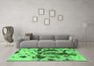 Machine Washable Abstract Emerald Green Modern Area Rugs in a Living Room,, wshabs895emgrn