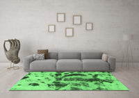 Machine Washable Abstract Emerald Green Modern Rug, wshabs895emgrn