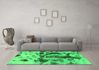 Machine Washable Abstract Green Modern Rug, wshabs895grn