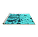 Sideview of Machine Washable Abstract Turquoise Modern Area Rugs, wshabs895turq