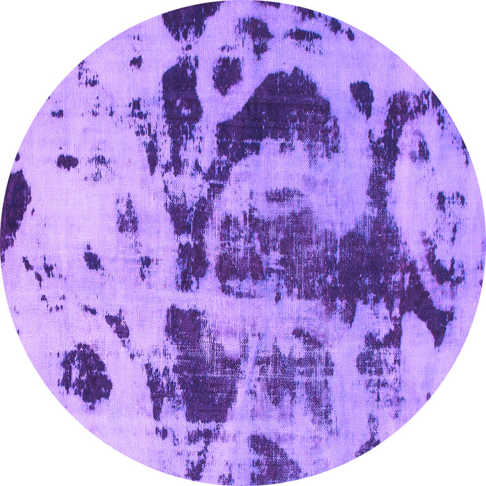 Round Machine Washable Abstract Purple Modern Area Rugs, wshabs895pur