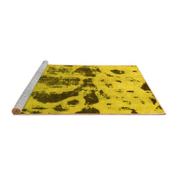 Sideview of Machine Washable Abstract Yellow Modern Rug, wshabs895yw