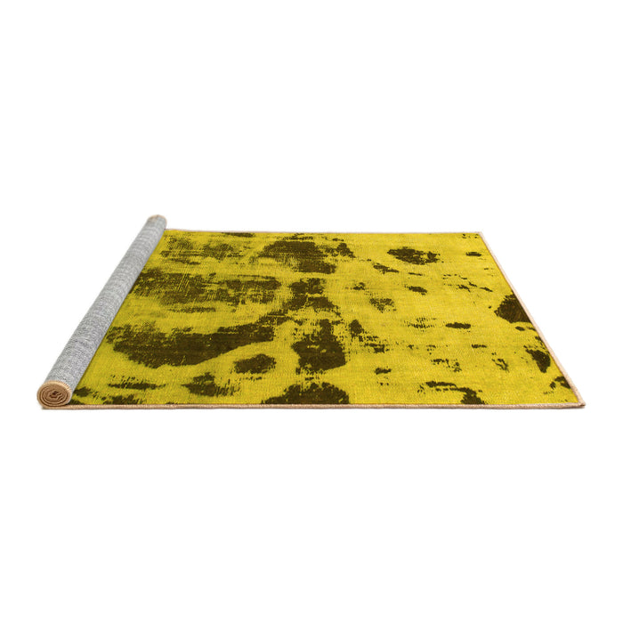 Sideview of Machine Washable Abstract Yellow Modern Rug, wshabs895yw