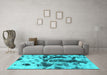 Machine Washable Abstract Turquoise Modern Area Rugs in a Living Room,, wshabs895turq