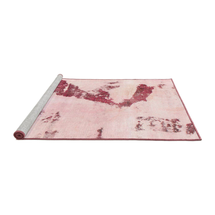 Sideview of Machine Washable Abstract Light Red Pink Rug, wshabs896