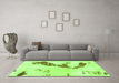 Machine Washable Abstract Green Modern Area Rugs in a Living Room,, wshabs896grn