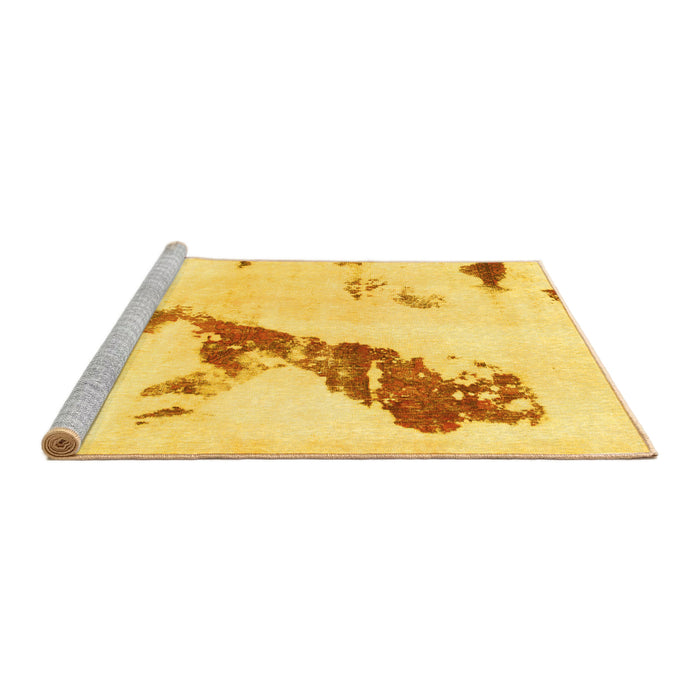 Sideview of Machine Washable Abstract Yellow Modern Rug, wshabs896yw