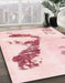 Abstract Light Red Pink Modern Rug in Family Room, abs896