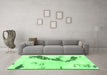 Machine Washable Abstract Emerald Green Modern Area Rugs in a Living Room,, wshabs896emgrn