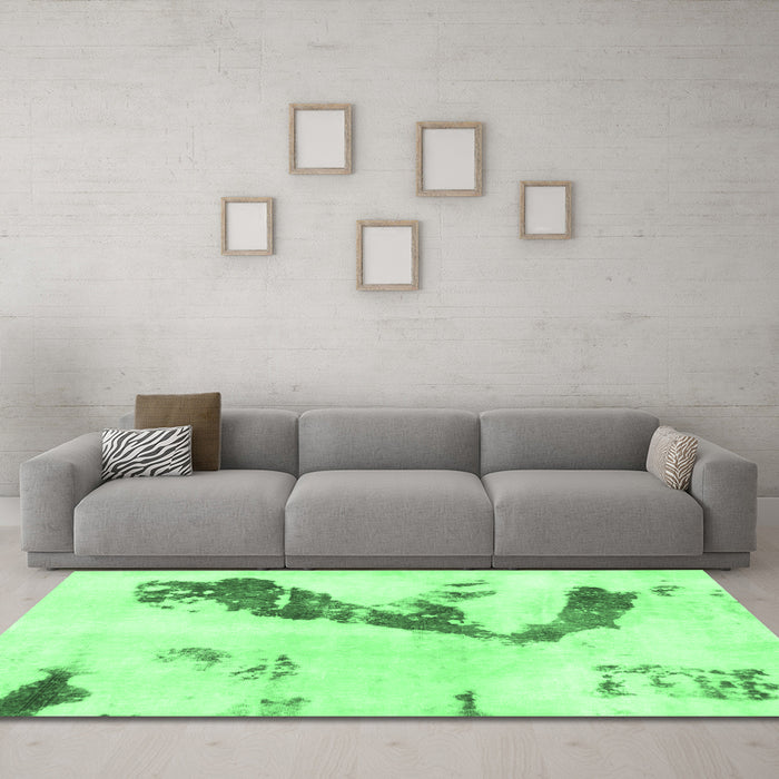 Machine Washable Abstract Emerald Green Modern Area Rugs in a Living Room,, wshabs896emgrn