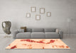 Machine Washable Abstract Orange Modern Area Rugs in a Living Room, wshabs896org