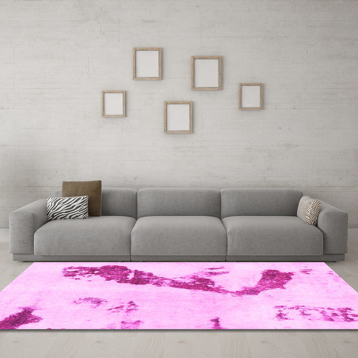 Machine Washable Abstract Pink Modern Rug in a Living Room, wshabs896pnk