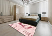 Abstract Light Red Pink Modern Rug in a Bedroom, abs896