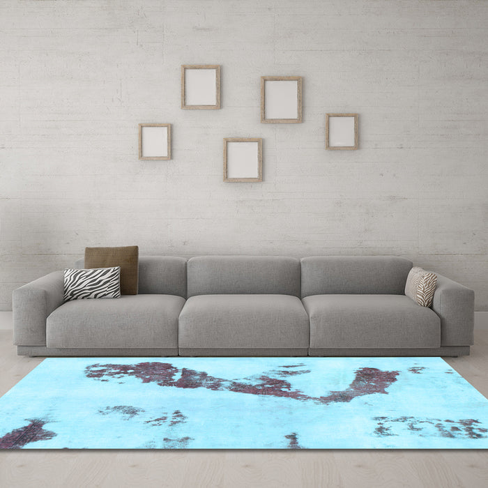 Machine Washable Abstract Light Blue Modern Rug in a Living Room, wshabs896lblu