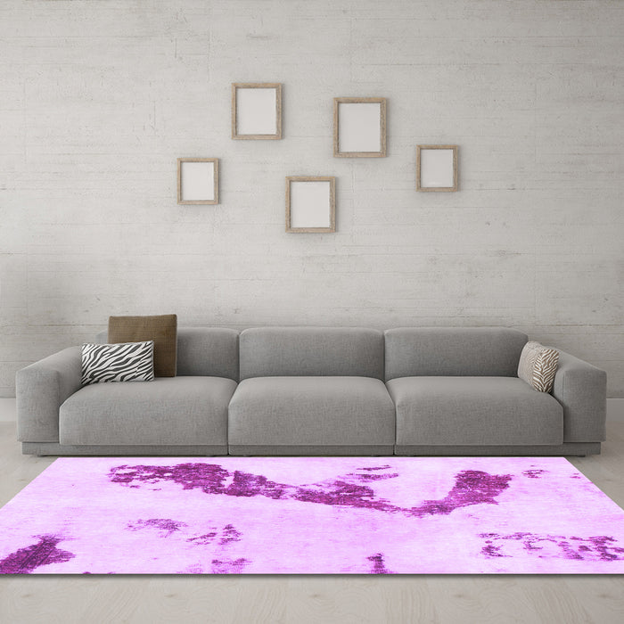 Machine Washable Abstract Purple Modern Area Rugs in a Living Room, wshabs896pur