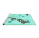 Sideview of Machine Washable Abstract Turquoise Modern Area Rugs, wshabs896turq