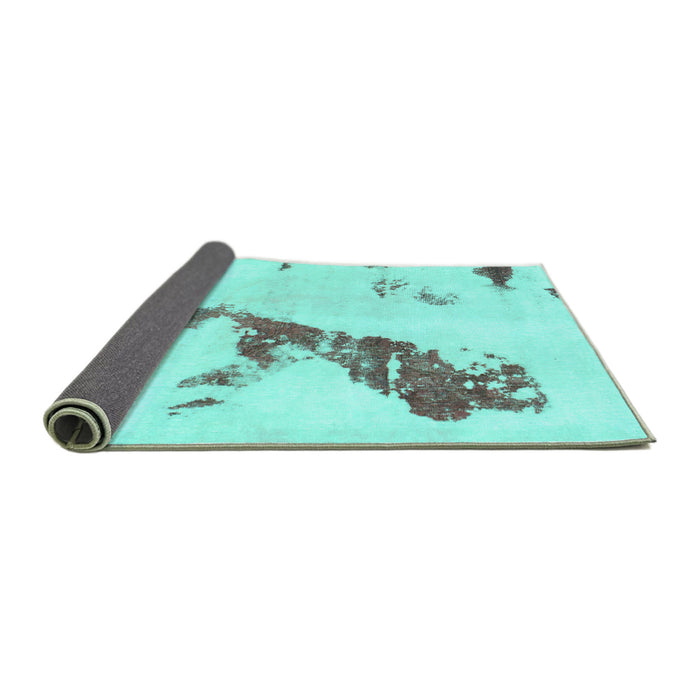 Sideview of Abstract Turquoise Modern Rug, abs896turq