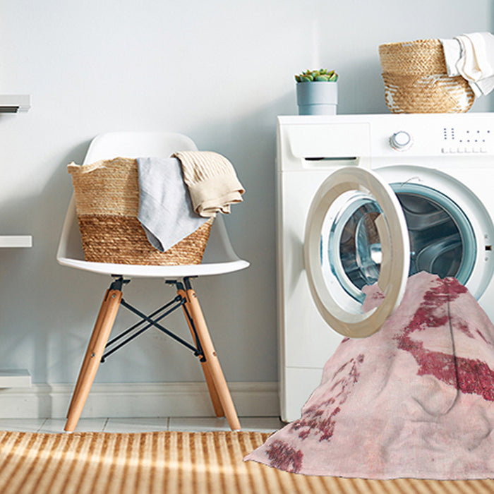 Machine Washable Abstract Light Red Pink Rug in a Washing Machine, wshabs896