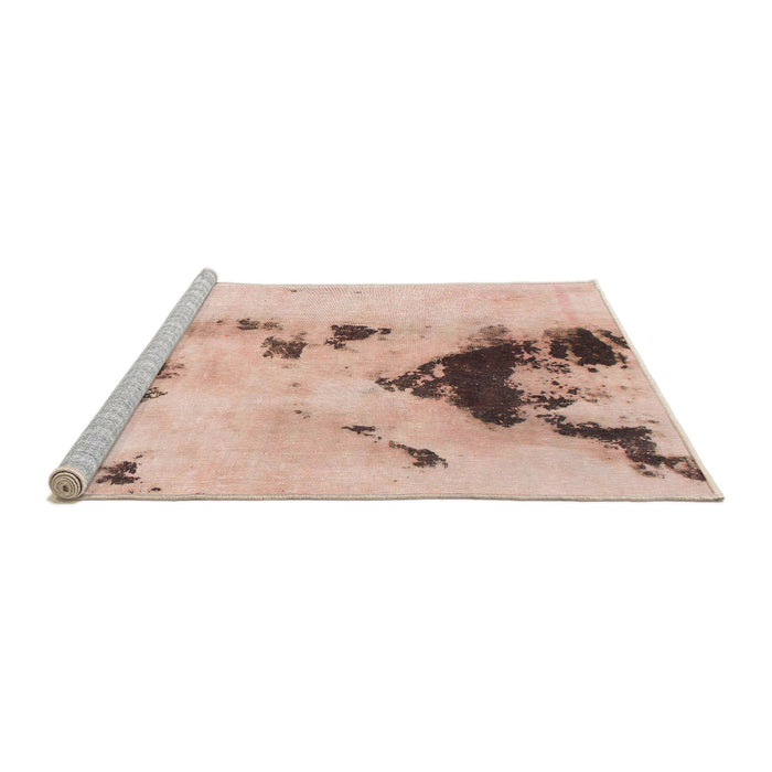 Sideview of Machine Washable Abstract Light Copper Gold Rug, wshabs897
