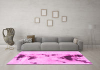 Machine Washable Abstract Pink Modern Rug, wshabs897pnk