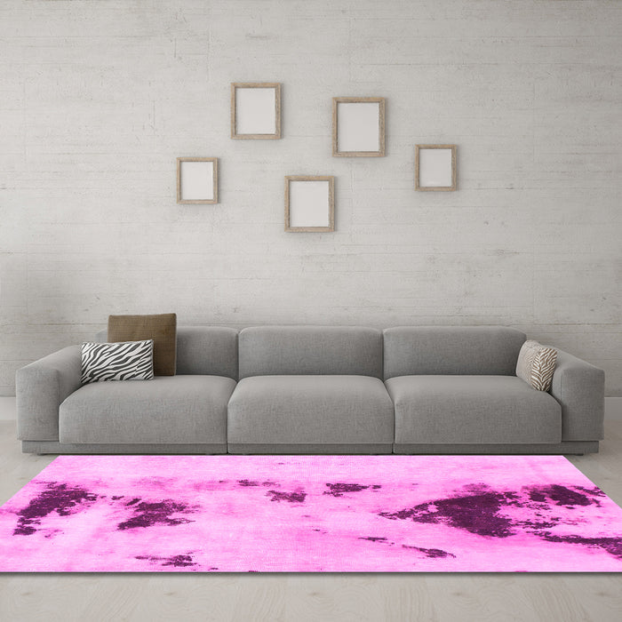 Machine Washable Abstract Pink Modern Rug in a Living Room, wshabs897pnk