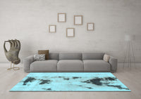 Machine Washable Abstract Light Blue Modern Rug, wshabs897lblu